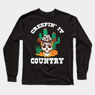 Creepin’ it Country Western Skeleton Long Sleeve T-Shirt